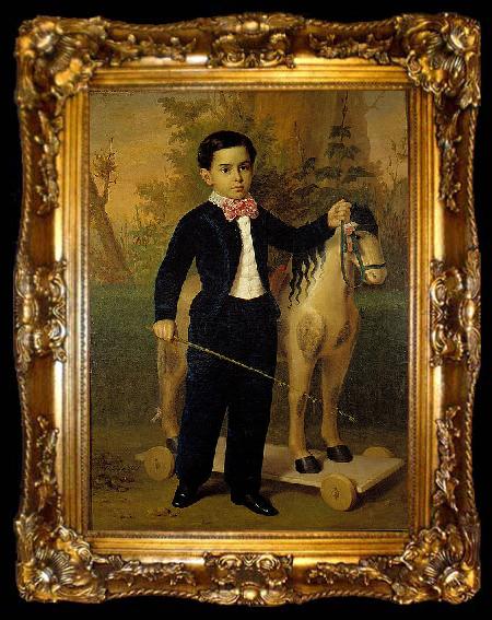 framed  Antonio Maria Esquivel Retrato del nino Carlos Pomar Margrand, ta009-2